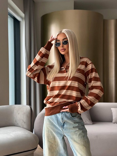 Женское поло с длинным рукавом MIU MIU premium   