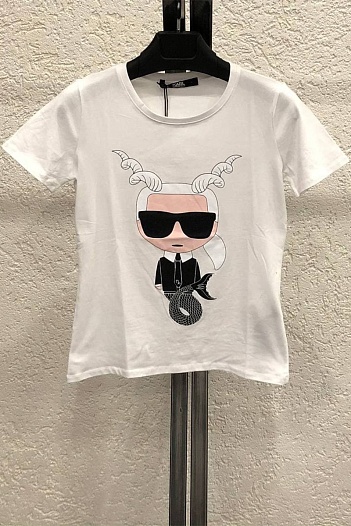 Женская белая футболка Karl Lagerfeld "Capricorn"   