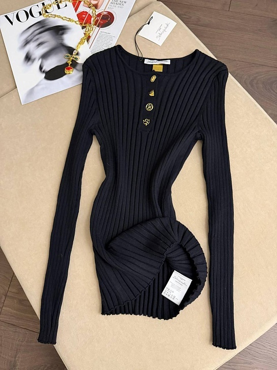 Женский трикотажный лонгслив Schiaparelli premium - Black