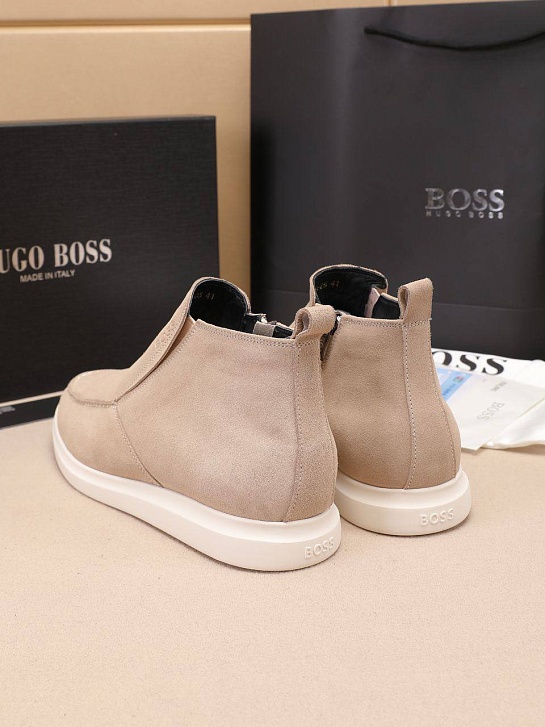 Замшевые лоферы с мехом Hugo Boss high-top - Beige