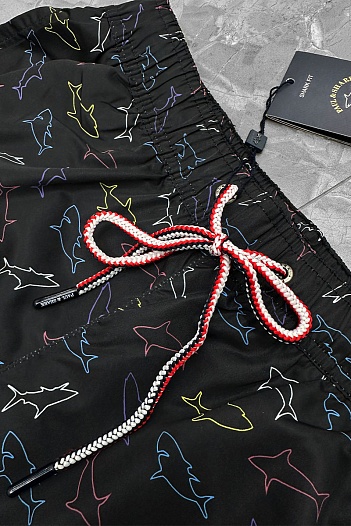 Мужские чёрные шорты Paul & Shark shark-print   