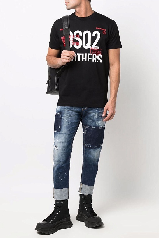 Мужская чёрная футболка Dsquared2 Brothers
