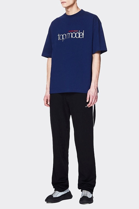 Синяя оверсайз футболка Balenciaga Top Model logo-print