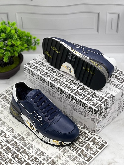 Кожаные кроссовки с мехом Premiata Mick - Navy / White   