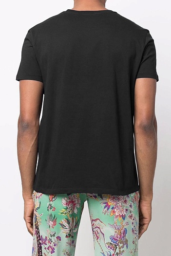 Мужская чёрная футболка Etro Pegasus logo   