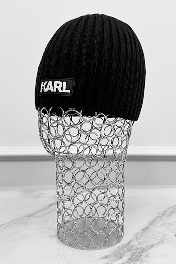 Мужская шапка чёрного цвета Karl Lagerfeld logo-patch   