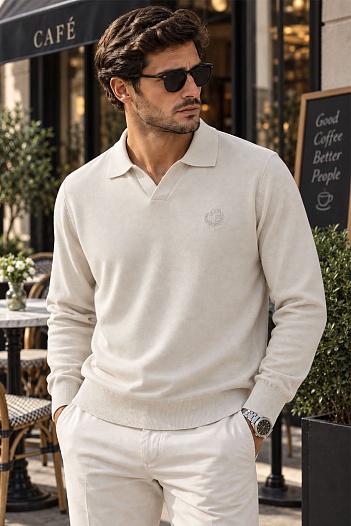 Поло с длинным рукавом Loro Piana premium - Beige   