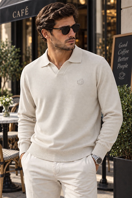 Поло с длинным рукавом Loro Piana premium - Beige