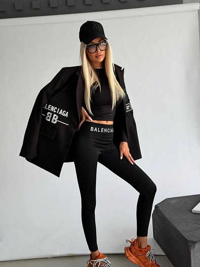 Женские черные леггинсы Balenciaga premium   