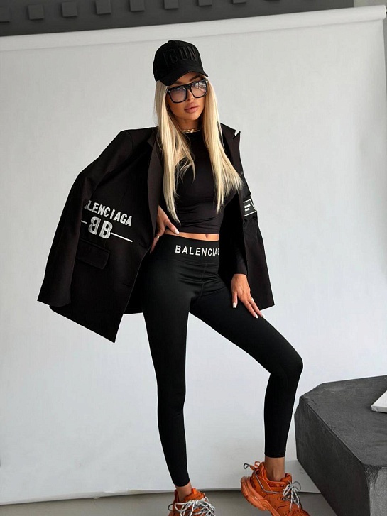 Женские черные леггинсы Balenciaga premium