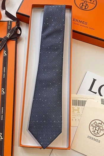 Галстук Hermes geometric logo-print premium - Navy   