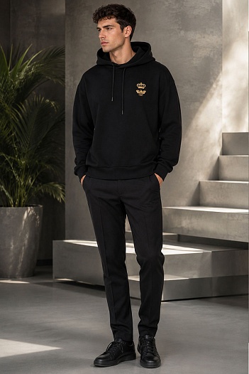 Чёрное худи Dolce & Gabbana Bee Crown embroidery   