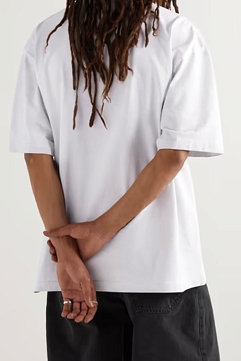 Белая оверсайз футболка Balenciaga Logo-Embroidered   