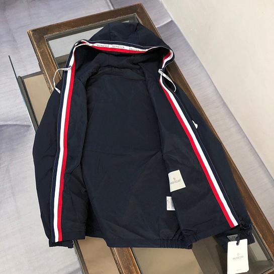 Тёмно-синяя ветровка Moncler Carles logo-patch