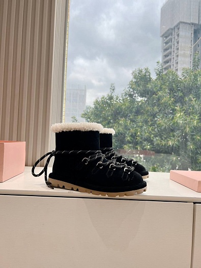 Женские замшевые угги с мехом MIU MIU Premium   