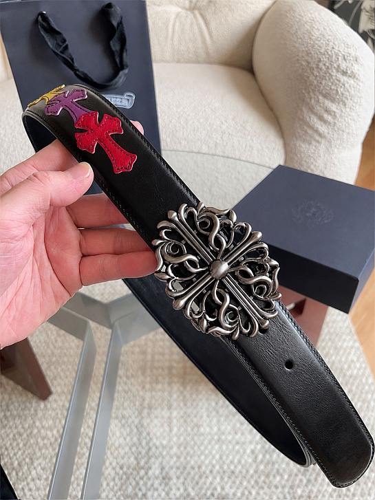 Кожаный ремень Chrome Hearts Cross Patch Cemetery premium